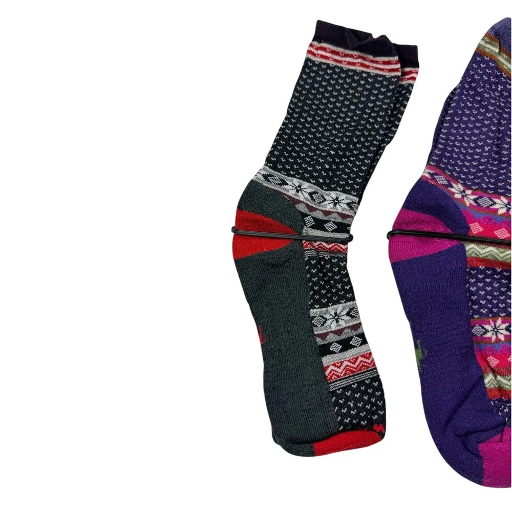 LOT of 4 Smartwool Women Large Cozy Cabin Crew Merino Wool Socks Fair Isle New
